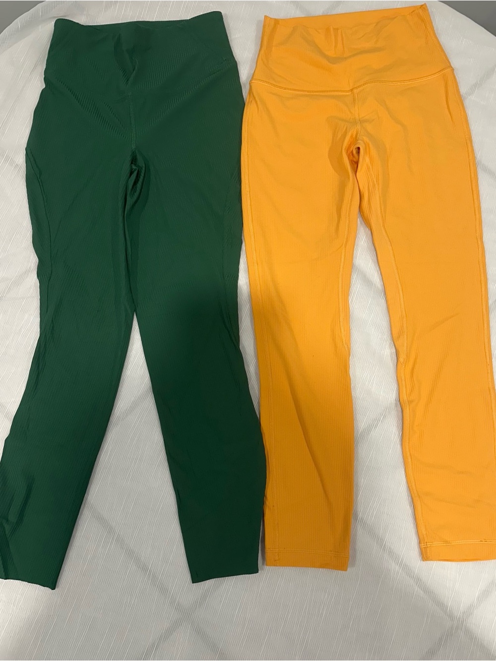 lululemon athletica Kids Ribbed Leggings in Forest Green & Mustard Yellow